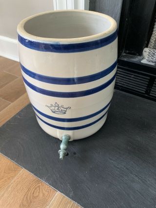 Robinson Ransbottom Crock Water Cooler & Spout Blue Stripe Crown 4 Gallon