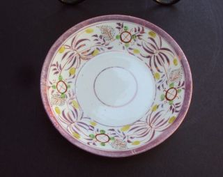 Ca.  1850 Set of 5 Antique Pink Luster Cup Plates 2