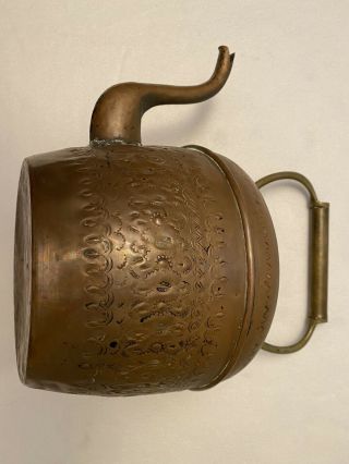 ANTIQUE MOROCCAN Kettle Tea Pot Copper HANDMADE Embossed Hammered copper 3