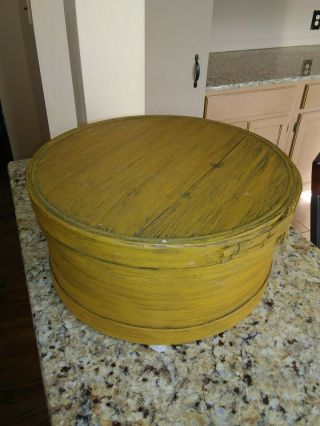 Antique Large Bentwood Primitive Shaker Pantry Wooden Round Cheese Box Blum Bros