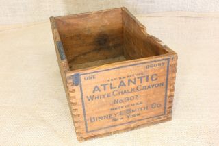 Old Wood Crate Box School Chalk Crayons One Room School House Dovetail