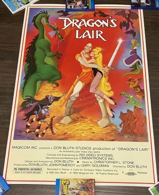 Vtg 1983 Dragon’s Lair Video Game Arcade Promotional Poster 27x41 Rare