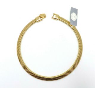 Christian Dior Vtg Nwt Gold Tone Flexible Omega Choker Necklace,  Cd Logo Clasp