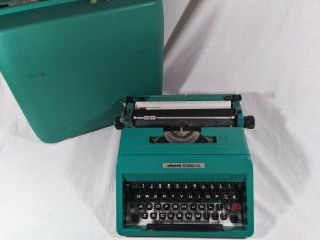 Vintage Blue Olivetti Studio 45 Typewriter With Case