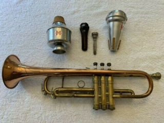 Vintage 1941 C.  G.  Conn Ltd.  12b Trumpet Brass & Copper With Coprion Bell,  Acc.