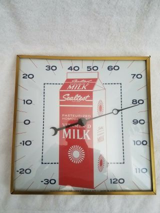 Vintage Sealtest Milk Metal Thermometer Sign Pam Clock Corp.  Dairy Products Rare