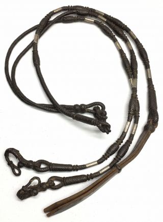 Vintage Ssterling Braided Leather Custom Horse Whip Western Equestrian Tack