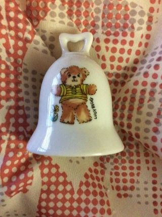 Lucy Rigg Rigglets 1979 Enesco Teddy Bear Bell Ornament 2 1/4” Tall Lucy & Me 2
