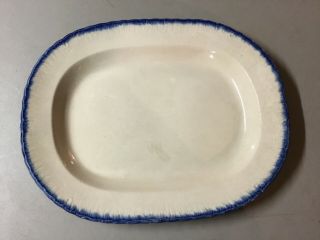 Antique 19th Century Feather Edge Flow Blue Ironstone Platter,  11 3/4” X 15”