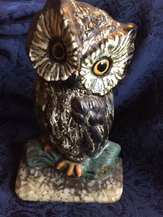 Vtg 70’s Ceramic Resin 10” High Owl Bookend