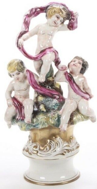 Impressive 14” Vintage Italian Capodimonte Porcelain Figural Group