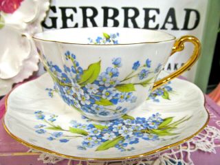 Shelley Tea Cup And Saucer Floral Forget Me Not Pattern Teacup England 1940s