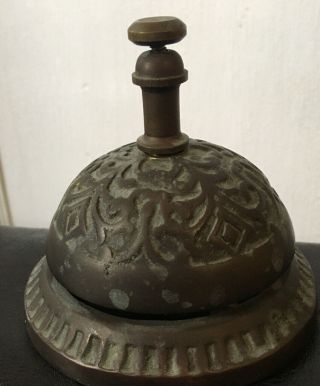 Vintage Brass Desk Service Hotel Bell With Ornamental Design