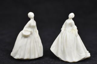 Luigi Fabris Italian Bisque Porcelain 2 Renaissance Women Miniature Figurines 2