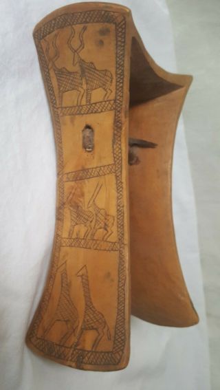 Antique African Wooden Tribal Turkana Hand Carved Wood Headrest Detailed Design