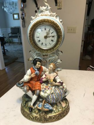 Antique Alt Meissen Art Porcelain Scenic Painted Clock Marked - Please Read