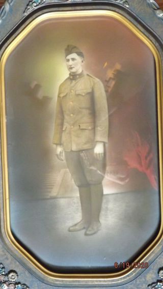 WW 1 MILITARY SOLDIER PICTURE in ORNATE PICTURE FRAME World War 1 3
