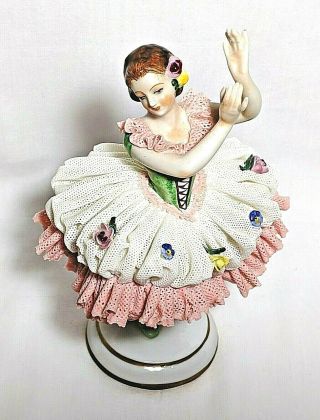 Antique Porcelain Dresden Lace Ballerina Volkstedt Germany