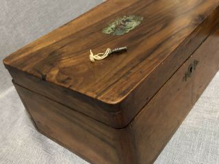 Antique Wood Maple? Box Casket Box Keepsake Box With Key