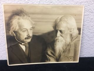 Rare Einstein Tagore Vintage Type 1 Photograph Signed By Martin Vos 1930