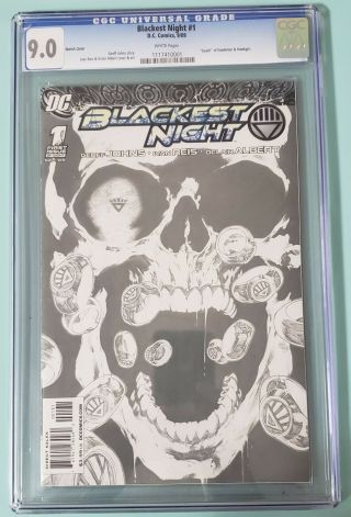 Blackest Night 1 Sketch Variant Death Of Hawkman And Hawkgirl Cgc 9.  0
