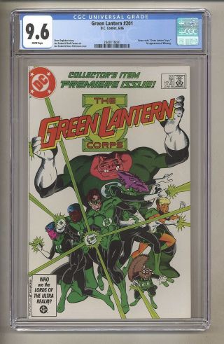 Green Lantern 201 (cgc 9.  6) White Pages; 1st App Kilowog 1986 Dc Comics (j 065