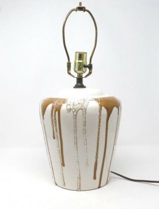 Vintage Mid Century Modern Lava Drip Glaze Pottery Ceramic Lamp 1960 