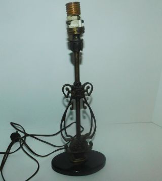 Antique Vintage Art Deco Marble And Brass Table Lamp