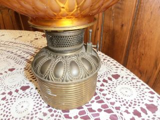 Antique Gold Quilted Satin Glass Ball Globe Oil Lamp Gone with the Wind 2