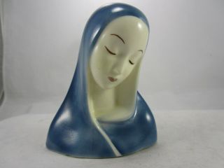 Old Vintage Goldscheider Porcelain Head Bust Religious Virgin Mary In Blue Cape