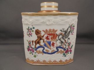Antique Edme Samson France Porcelain Armorial Tea Caddy Chinese Export Style