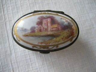 Antique Vintage Sevres French Porcelain Hand Painted Hinged Pill Trinket Box