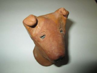 Vintage Clay Sculpted Dog Head Bust Figurine