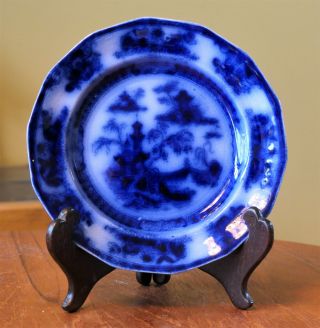 Rare Small Antique Flow Blue Ironstone Plate Challinor Pelew Staffordshire 6 "