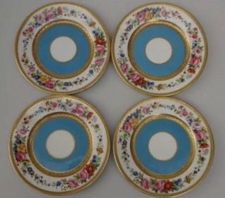 French Gold Encrusted Hand Painted Plates Artist Signed