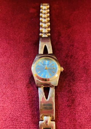 Rare Vintage 90’s Gucci Ladies Turquoise Blue Gold Plated Quartz Watch