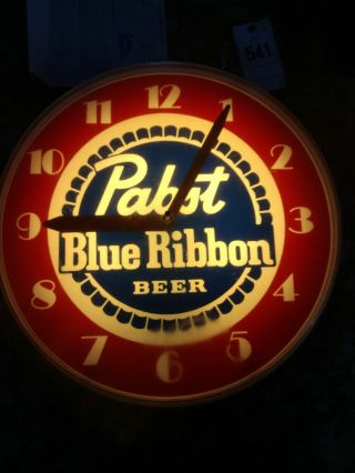 Antique Vintage Pabst Blue Ribbon Beer Illuminated Clock 16 In