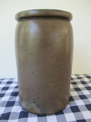 Antique Crock,  Salt Glaze One Gallon Circa 1870,  Gray Stoneware,  Vg