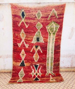 Old Vintage Moroccan Handmade Berber Rug Azilal Carpet Wool Rug 9 