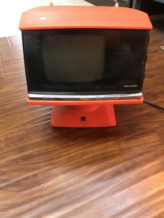 Vintage Sharp Tv 1970s Orange Portable Space Age Electric 3s - 111r