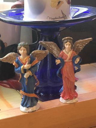 Cast Iron Standing Angel Pair Male & Female,  3 1/8” Nativity Figurine