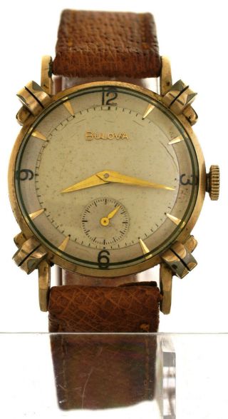 Vintage 1954 Bulova 10k Rolled Gold Plate Knotted Lug Watch L4 Cal 10bt Swiss