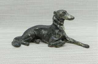 Vintage Art Deco Spelter Borzoi Russian Wolfhound Greyhound Dog Statue Figurine