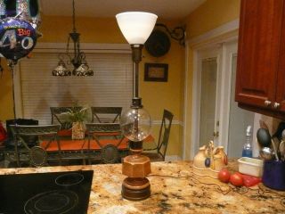 Stiffel Vintage Lamp Wood And Glass Base Milk Glass Shade 3 - Way