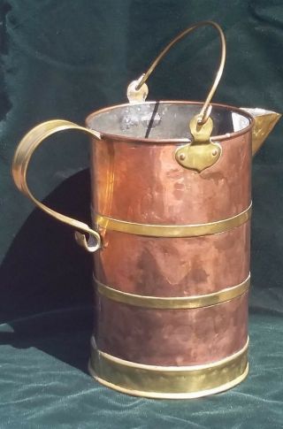 Antique Soutter & Sons Hammered Copper & Brass Bucket With Spout Arts & Crafts