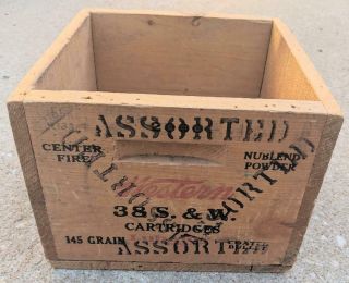 Vintage Western Small Arm Ammunition Wooden Crate,  Rare 38 S&w