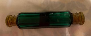 Victorian Double Sided Scent Perfume Viniagrette Glass Bottle England Green