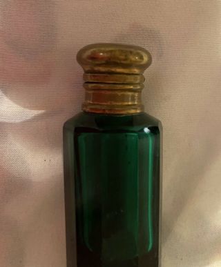 Victorian Double Sided Scent Perfume Viniagrette Glass Bottle England Green 2