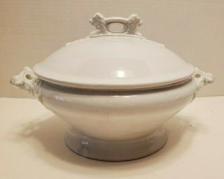 Antique John Edwards Warranted Ironstone China Tureen Serving Dish With Lid