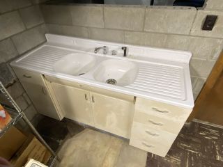 Vintage Kitchen Sink And Cabinet (possibly Youngstown 1940’s)